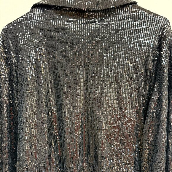 NWT Boohoo Size 12 Black Glitter Embellished Oversized Blazer Dress - Picture 4 of 5